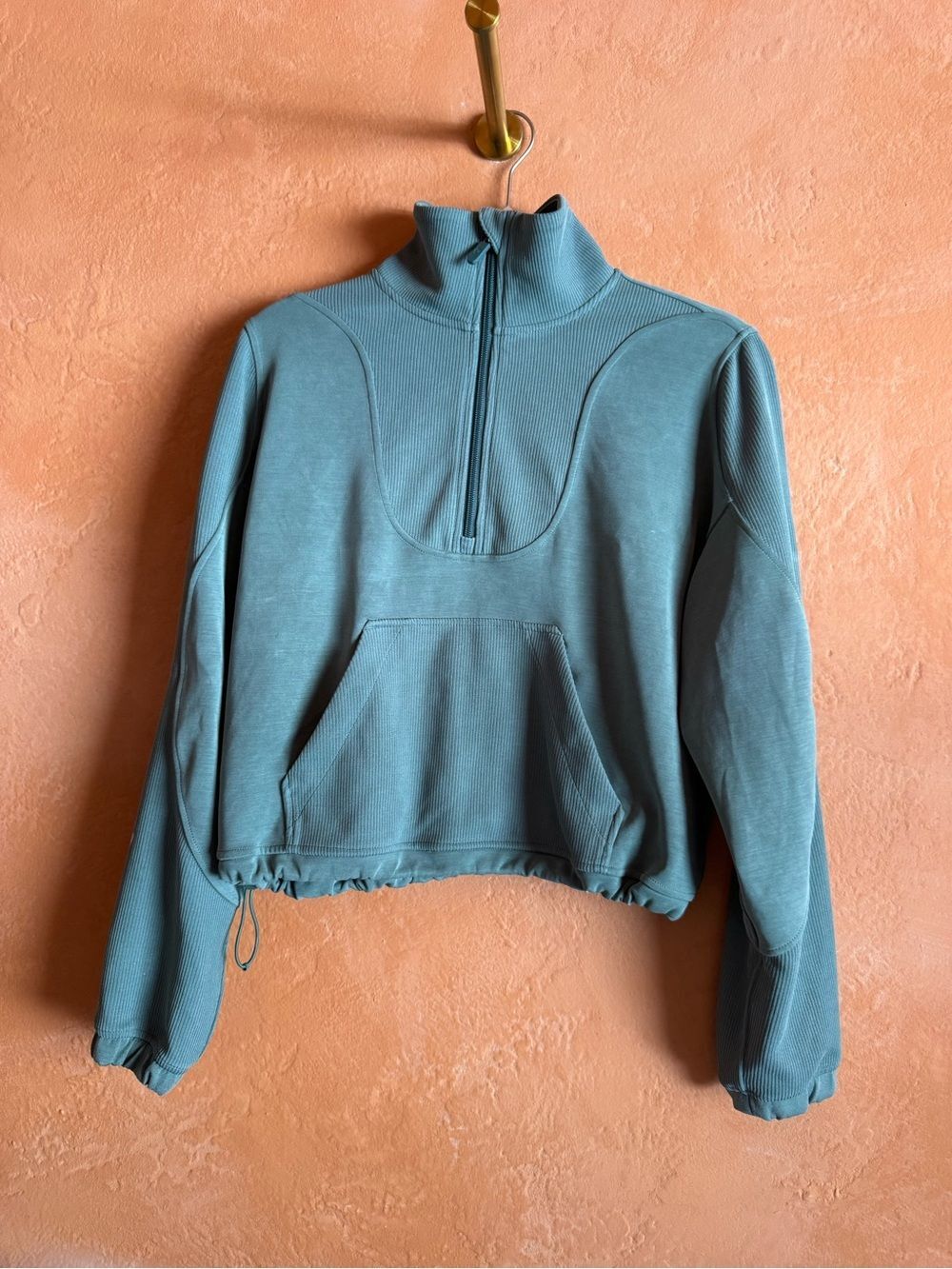 Lululemon Ribbed Half Zip Cropped Pullover Green Size 4